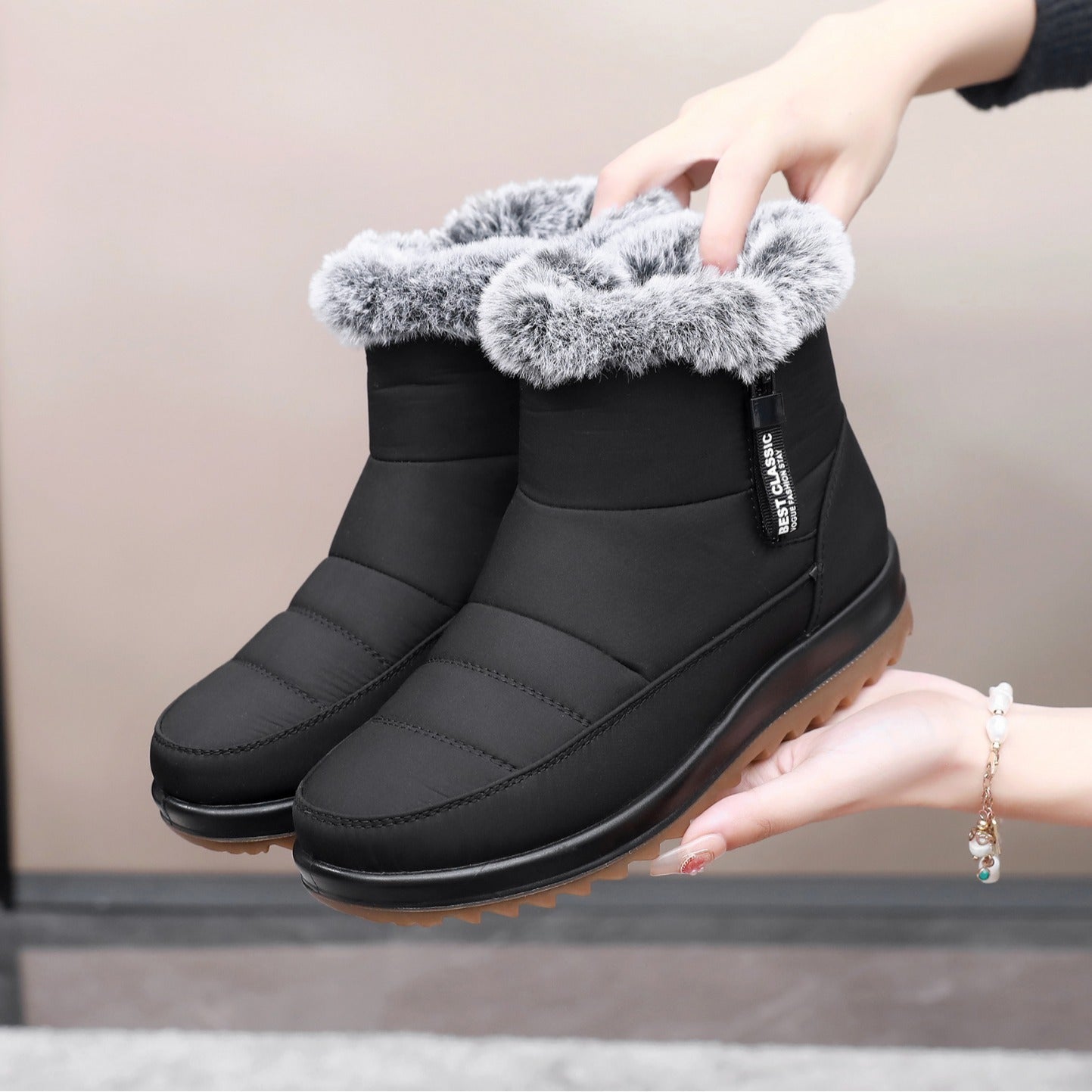 Bottes d'Hiver avec Fermeture Éclair pour Femme