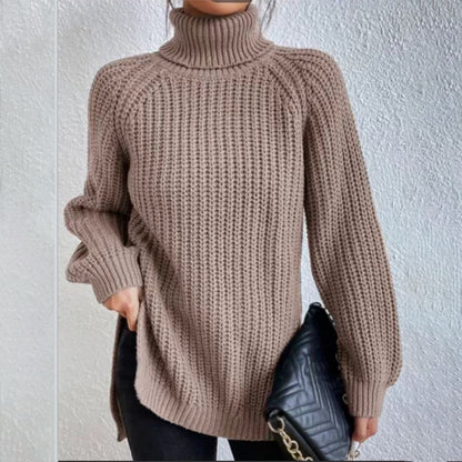 Pull Col Montant à Fente pour Femme